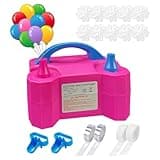 SINBEE Balloon Pump, Balloon Pump Electric, Portable Dual Nozzle Electric Blower Air Pump Inflator for Party Decoration. Faster and Save Time [110V~120V, 600W, Rose Red]