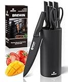 Knife Set, Brewin Kitchen Knife Set, Knives Set for Kitchen, Universal Knife Block, Utility Knife Block Set, Kitchen Essentials, New Home Essentials, Apartment Essentials, Dishwasher Safe