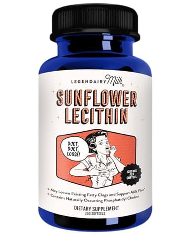 Legendairy Milk Sunflower Lecithin 1200mg, Lactation Support, Sunflower Lecithin Supplement for Clogged Milk Ducts, Made in USA, 200 Softgels