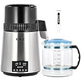 CO-Z 1.1 Gallon Water Distiller, 1750W Countertop Distilled Water Machine with Glass Container Dual Temperature Display Timer, 4L 304 Stainless Steel Distilled Water Maker for Home Office Travel More
