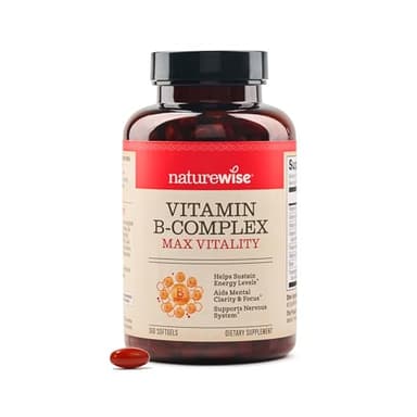 NatureWise Vitamin B Complex for Women and Men - with Folic Acid Biotin B1 B2 B3 B6 B12 - Support Cellular Energy & Mental Clarity - Gluten & Dairy Free, Non-GMO - 360 Softgels[1-Year Supply]