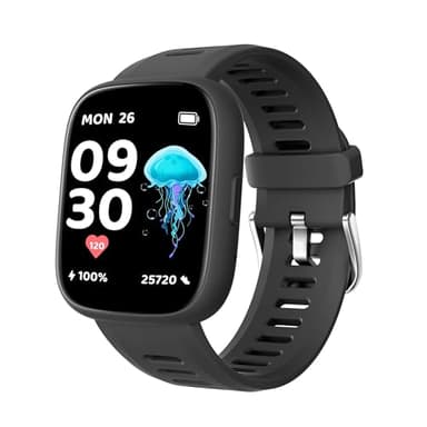 TICTIKY Smart Watch for Kids with Location Tracker (iOS Only), Fitness Tracker with Step Counter, Pedometer, Heart Rate, Sleep Tracker, IP68 Waterproof, Puzzle Games, Kids Watch for Boys 5-12