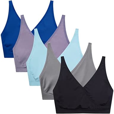 Suekaphin 5pack Nursing Bra Maternity Bra Breastfeeding Sleeping/Sleep Bra Pregnancy Women's Seamless Bralette Wirefree,Medium,Black/Gray/Navy/Bean/Lightblue
