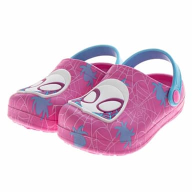Josmo Spider-Gwen Girls Pink Clogs Waterproof Slip-On Garden & Water Sandal with Backstrap -Pink/Blue Size 11-12 Little Kid