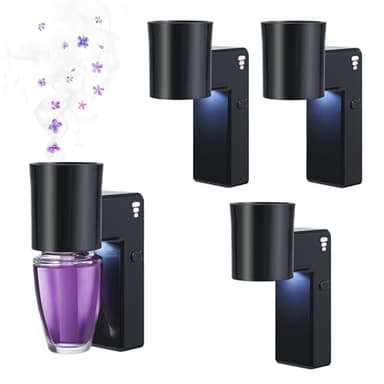 4 PCS Wall Fragrance Plug in with Night Light Compatible with Bath and Body Works Wallflowers Plug, with 3-Speed Adjustable Fragrance Diffuser Plug, Essential Oil Diffuser for Room,Toilet, Etc, Black
