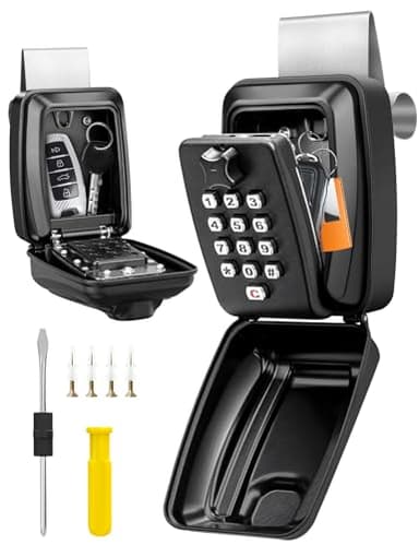 TEUEN Car Window Lock Box for Turo, Portable Car Key Lock Box, Punch Button Combination Key Safe Box, Sturdy Waterproof Large Capacity Security Lockbox fit for Ride Share, Turo, GetAround ﻿