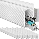 EVEO Cable Management 96'' J Channel- 6 Pack Cord Cover- Cable Raceway- Cable Management Under Desk with Adhesive Stripe Built-in 6 X 16in- Easy to Install Desk Cord Organizer- Cable Raceway, White