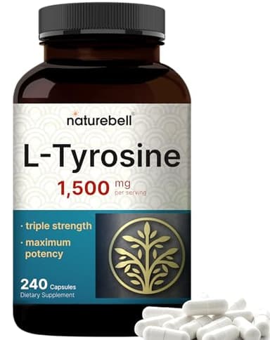 L Tyrosine Supplement, 1,500mg Per Serving, 240 Capsules | Essential Amino Acids – Brain Health Support for Memory, Cognitive Health, and Mental Alertness – Non-GMO