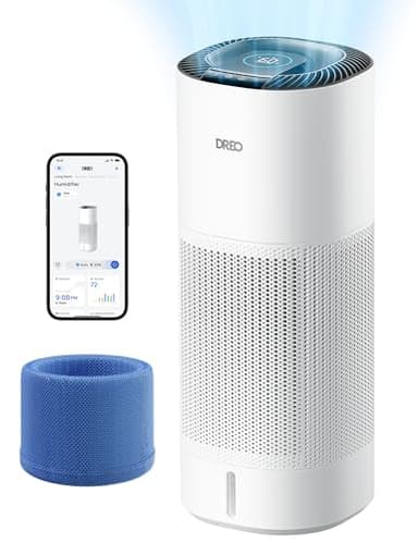 DREO Smart Evaporative Humidifier Large Room up to 1000ft², 800ml/h High Output Air Humidifiers for Bedroom, 10L, 50H Long Runtime with Precise Humidification for Plants, Home, Office, White, HHM774S