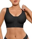 FeelinGir Front Closure Post Surgical Bra Post Surgery After Breast Augmentation Post Op Bra Wirefree Compression A-Black