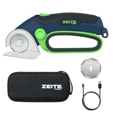 ZEITE 4V Cordless Electric Scissors,Cardboard Cutter with 2 Blades,Storage Box,USB Charging Cable,Power Rotary Cutter,Max Cutting 1/4",for Cardboard Box,Thin Carpet & Plastic, Easy to Hold and Safe