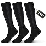 FULLSOFT Medical Graduated 30-40mmHg Compression Socks for Women&Men Circulation Knee High Socks Hiking Running Nursing Stockings(L,3Black)