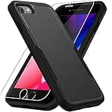 Warsia for iPhone SE 2022/2020/SE3/iPhone 7/8 Case with Screen Protector,[Military Grade Drop Tested] Heavy-Duty Tough Rugged Shockproof Protective Phone Case for Phone SE/8/7, Black