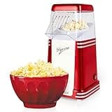 Nostalgia Hot-Air Electric Popcorn Maker, 8 Cups, Healthy Oil Free Popcorn with Measuring Scoop, Retro Red