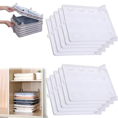 Stackable Closet Organizer, Stackable Shirt Organizer, Stackable Closet Organizer Box, Closet Organizers and Storage Bins, Shirt Folder Board, Clothes Storage Drawer Organizer (10pcs-White)