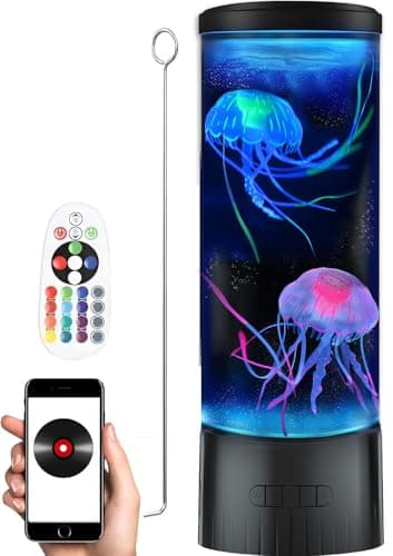 CALOVER Jellyfish Lamp - Cool Ocean Decor Jelly Fish Aquarium Light Tank with Speaker White Noise - Unique Sensory Lights Gifts for Kids & Adults