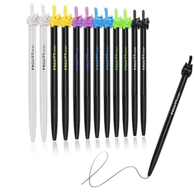RECHENG retractable cat gel pens,Fine Point 0.5mm black ink,Cute kitty fun ball point pens for girls School Office Supplies,12pcs fun pens.