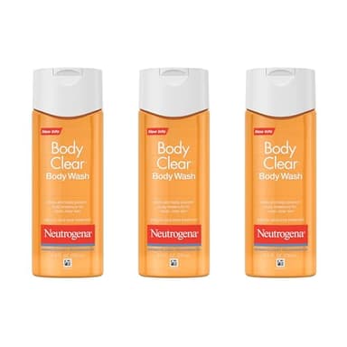 Neutrogena Body Clear Acne Body Wash, 2% Salicylic Acid Acne Medication, Oil-Free & Glycerin for Breakouts on Back, Chest & Shoulders, Non-Comedogenic, Gentle on Skin, Unscented, 8.5 Fl Oz, 3 Pack†
