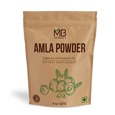 MB Herbals De-Seeded Amla Powder – 8 oz / ½ LB (227g) | Pure Amalaki Powder from Amla Berries Pulp | Seed-Free & Natural