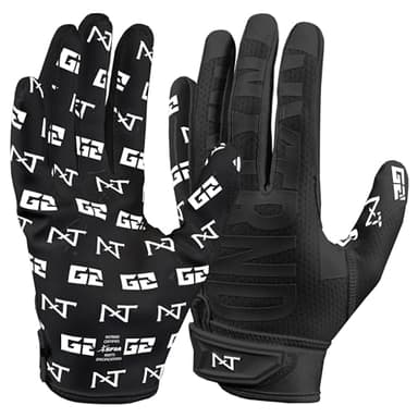 Nxtrnd G2 Pro Football Gloves, Men's Ultra Sticky Elite Receiver Gloves (Black, Large)