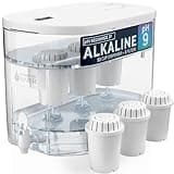 Invigorated Water - Alkaline Countertop Water Filter Dispenser, Large 52-Cup Capacity, Mineralized Alkaline Water, BPA-Free, 96 Gallons/Filter (White, 3 Filters Included)
