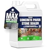 Premium Stone Sealer, 1 Gallon – Max Gloss Wet Look for Pavers, Driveways & Patios – Waterproof & UV Resistant, Long-Lasting Protection with Enhanced Color for Natural Stone Surfaces