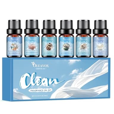Clean Essential Ois for Laundry, Fragrance Oil for Diffuser for Home,Candle & Soap Making, Fresh Linen, Fresh Cotton, Laundromat, Blossom Soap,Pure White Comfort, Fluffy Towels, Strong Scented Oils