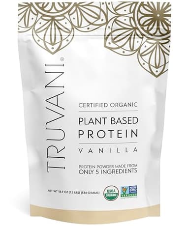 Truvani Plant Based Protein Powder | Vanilla | 20g Organic Pea Protein | 18 Servings | Vegan & Keto | Gluten & Dairy Free | Low Carb | No Added Sugar