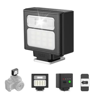 ULANZI SL02 Camera Flash with Video Light, GN8 6500K Mini Flash Speedlite, 4 Power Levels, Compatible with Sony ZV-1/ZV-E10/Canon/Nikon/Fuji/Panasonic/Leica/Olympus, 【Not Fits Sony ZV-1F】