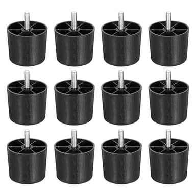uxcell 12 Pcs M10 x 2 x 2.4 Inch Furniture Legs, Plastic Sofa Couch Legs Tapered Replacement Legs Tapered Feet for Chair Sofa Dresser Cabinets Bed, Black