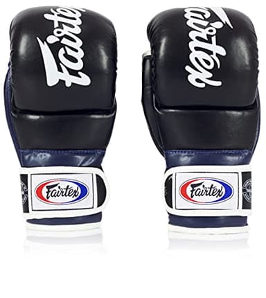 Fairtex FGV18 Muay Thai Boxing Gloves for Men, Women & Kids| MMA Gloves for Martial Arts|Made from Premium Quality Leather, Light Weight & Shock Absorbent Boxing Gloves-Medium, Black/Blue