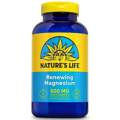 Nature’s Life Renewing Magnesium 500 mg - Magnesium Citrate, Magnesium Malate, Magnesium Oxide Plus Vitamin B-6 - Muscles and Nerves Support - Lab Verified - 275 Servings, 275 VegCaps