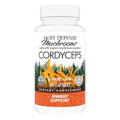 Host Defense Cordyceps Capsules - Immune & Energy Support Supplement - Kidney Health Supplement with Cordyceps - Fitness Support Supplement to Aid Oxygen Uptake - 60 Capsules (30 Servings)*
