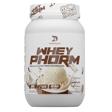 DRAGON PHARMA WheyPhorm, Whey Protein Blend, Fast Absorption, Gluten Free, Premium Whey Protein Matrix, Maximize Recovery, Great Tasting, 25 Grams of Protein (2lb, Coconut Ice Cream,)