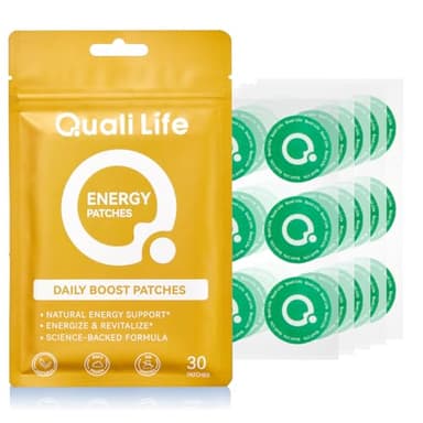 QualiLife Energy Patches for Women and Men - Daily Wellness Awake Patch with Caffeine for Boost Energy & Reduced Fatigue -30 Count