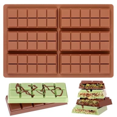 Fimary Chocolate Bar Mold - Non-Stick Chocolate Molds, Food Grade Silicone Deep Mold for Dubai Pistachio, Candy, Snacks