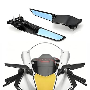 Motorcycle Rearview Mirrors Compatible with Yamaha YZF R7 YZF R7 2021-2024 2025, YZF R6 2017-2020 Black Rearview Mirrors 360° Rotatable Wind Wing Side Mirrors Compatible with Yamaha R7 Accessories