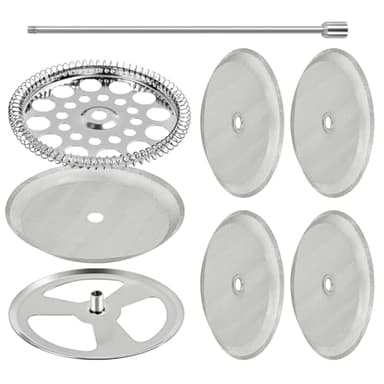 9-Piece French Press Filter Replacements Set - Stainless Steel Plunger and Screens for 34oz/3.75in Press, Includes Spiral and Cross Disk