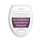 Bath Royale Slow Close Toilet Seat BR501-00 White Elongated, Stain-Resistant and Easy to Keep Clean, Heavy Duty Fits All Toilet Brands, Executive Series