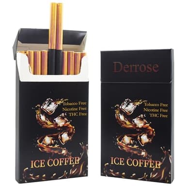 Derrose® Ice Coffee Flavor Herbal Cigarettes, Nicotine & Tobacco Free Smokeless Inhalers to Help Quit Smoking, 2 Packs (40 Sticks Total)