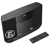 Compact Home Stereo System with Bluetooth, Wall Mountable CD Player for Home, FM Radio, Wireless, Remote Controlled, Speakers, 2.0 Loud Stereo Sound, AUX, 20 Presets | Oakcastle HIFI100