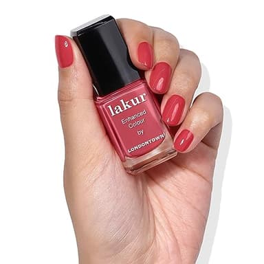 LONDONTOWN Lakur Nail Polish – Pink & Purple Shades, Long-Lasting, Streak-Free, Chip-Resistant | 21+ Free Non-Toxic Vegan Nail Color, Strengthens & Hydrates Nails, 0.4 Fl Oz, Flushed Cheeks