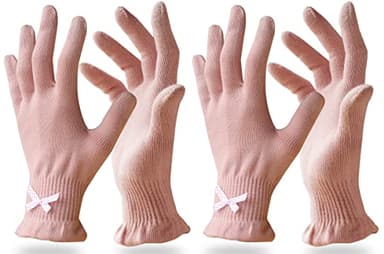 Evridwear Cotton Moisturizing Gloves Overnight Touchscreen for Dry Hands SPA Eczema Hand Care, Day and Night Moisturizing Sleeping Gloves (2 Pair S/M, Feather Weight Pink Color)