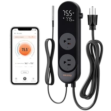 INKBIRD Bluetooth Digital Temperature Controller 1200W Heating Cooling 2-Stage Outlet Thermostat Controller Plug for Reptiles Aquarium Homebrew Breeding Fermenter