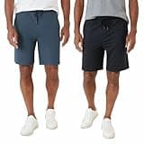 Eddie Bauer Men’s Comfort Fit Lounge Shorts, 2-Pack (Black/Blue Large)