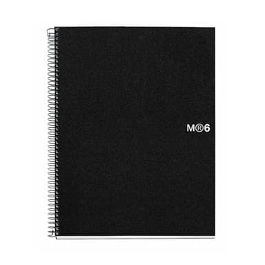Miquelrius 8.5 x11 Wirebound Notebook, 6-Subject, College Ruled, Black, A4-11.7" x 8.27" (45171)