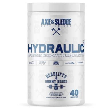 Axe & Sledge Hydraulic Stim-Free Pre-Workout Powder for Men & Women | Performance, Stamina, Focus, Pumps | L-Citrulline, Beta Alanine, Creatine, Caffeine-Free, Deadlifts & Gummy Bears