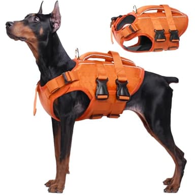 Kuoser Dog Life Jacket High Flotation, Reflective Dogs Life Vest for Swimming Boating, Adjustable Small Medium Large Dog lifejacket, Lightweight Dogs Life Preserver Rescue Handle Spring Summer Pool