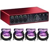 Focusrite Scarlett 18i16 USB-C Audio/MIDI Interface (4th Generation) Bundle with Kellards XLR-P20T Pro 20 ft XLR Microphone Cable Mixers, Recording Studios, and Podcasts - Black (4 Pack)