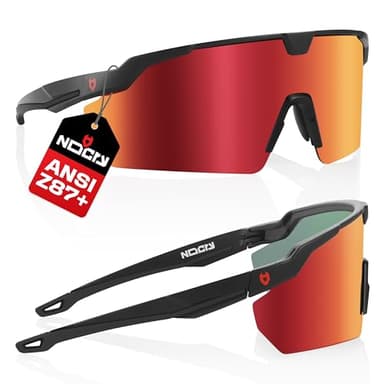 NoCry ANSI Z87 Sunglasses For Men or Women with Anti-Scratch and 100% UV Protection — High Contrast Lens Tinted Safety Glasses for Men — Perfect Z87 Safety Glasses or Safety Sunglasses